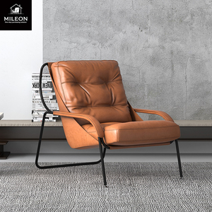 Silla muy sencilla de estilo italiano, modelo de Hotel moderno de cuero, diseñador de habitación, sillón de Metal <span class=keywords><strong>para</strong></span> sala de estar con forma especial Simple personalizado - Product Image 4