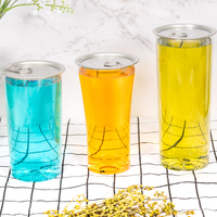 Pot en plastique PET rond transparent de 500 ml de qualité alimentaire avec couvercle, bouteille pour biscuits, canettes de jus en plastique vides