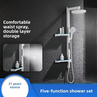 Ensemble de douche double fonction avec corps en laiton, jet de massage et jet pluie, pour salles de bain domestiques, avec douchette à pression LED moderne