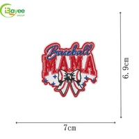Parches de Béisbol para Mamá, Bordados en Rojo, Blanco y Azul, con Diseños de Bate y Guante, para Planchar en Camisetas, Uniformes, Regalos y Gorras