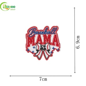 Durable Baseball Series Team Logo Applique <b>Game</b> Day Bow Embroidered Patch Iron on Baseball Heat Press Patches for Clothes Hat - Product Image 3