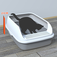 Nouvelle conception Bac à litière pour chat en plastique PP semi-fermé, grande capacité 20L 35L, épais, amovible, facile à nettoyer, avec protection anti-éclaboussures