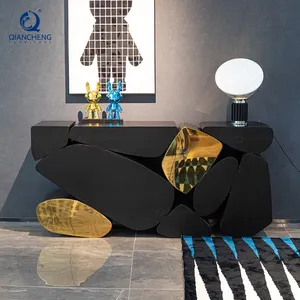 shenzhen furniture supplier gold black console table commercial hotel furniture gold console table luxury