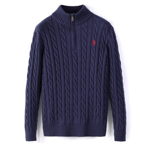Da uomo Slim Fit mezza cerniera a collo alto invernale per <span class=keywords><strong>Polo</strong></span> <span class=keywords><strong>Pullover</strong></span> a maniche lunghe in maglia spessa 100% cotone XXL stampato - Product Image 3