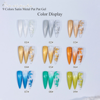 VINIMAY Paleta de 9 Colores Metálicos para Arte de Uñas Diseños en Gel para Salón Esmalte en Gel de Transferencia Gel de Relieve Kit de Pintura de Uñas para Mezclar y Combinar