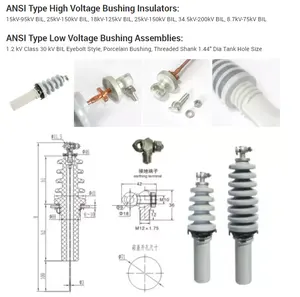 ANSI ENDIN変圧器磁器絶縁体ブッシング真ちゅう高電圧低電圧変圧器ブッシング磁器ブッシング