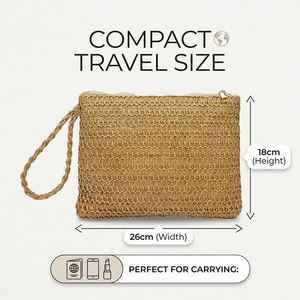 <b>Large</b> Capacity Travel Daily Cosmetic Pouch Customized <b>Makeup</b> Gift <b>Bag</b> Fashion Style Zipper Closure Straw Fabric - Product Image 2