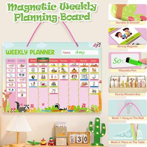 Planificateur <span class=keywords><strong>hebdomadaire</strong></span> pour enfants Tableau de comportement magnétique Calendrier Tableau de routine pour les tout-petits Calendrier visuel - Product Image 3