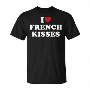 Camiseta I Love French Kisses de algodón negro unisex para adultos talla S M L XL XXL - Product Image 2