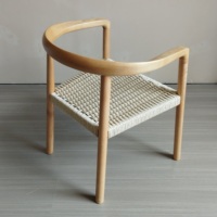 Chaise présidentielle Kennedy en bois massif, chaise de salle à manger avec siège tissé, chaise à accoudoirs en bois, chaise en corde tressée