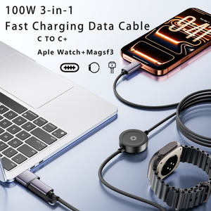 Cable de Carga Rápida 3 en 1 PD de 100W, Cable de Datos con Trenzado de Nailon, Cable Magnético de Tipo C a Tipo C para Relojes Serie IP16/17 <span class=keywords><strong>Mac</strong></span>, 480Mbps - Product Image 6