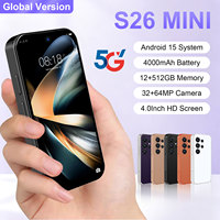 S26 MINI Teléfono Inteligente de Bolsillo Ultra Pequeño, 4.0 Pulgadas, 12+512GB, 5G LTE, Doble SIM, Desbloqueo Facial, Mini Teléfono Móvil Android Portátil