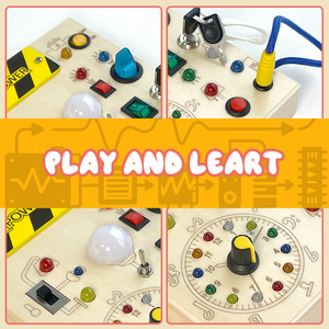 Circuit imprimé LED pour enfants Montessori Early Education Simulations Switch Wooden Busy Board Jouet éducatif - Product Image 6