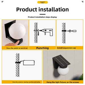 Lampe solaire murale extérieure étanche pour clôture, éclairage domestique, lampadaire, <span class=keywords><strong>globe</strong></span> d'ambiance pour balcon, décoration de jardin, applique murale - Product Image 4