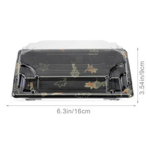 Bandejas Desechables para Sushi de PET con Diseño de Hoja de Arce Rectangular en 7 Tamaños con Tapas Transparentes para Catering - Product Image 3