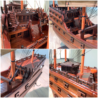 Bateau Fu en bois véritable modèle de voile décoration de la maison chinoise voile simple décoration d'artisanat pur bateau au trésor Zheng He