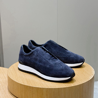 Chaussures de course vintage authentiques unisexe en daim de vache, semelle extérieure compensée en caoutchouc, légères, antidérapantes, faciles à enfiler, de luxe, pour le quotidien et les affaires