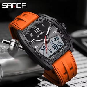 SANDA 6331 <span class=keywords><strong>Orologio</strong></span> al Quarzo <span class=keywords><strong>da</strong></span> Uomo di Lusso, Impermeabile 5BAR, Bracciale Sportivo alla Moda, Regalo per Uomo con Sveglia - Product Image 2