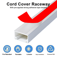 Cord Hider, Kit de chemin de câbles pour la gestion des câbles, Couvre-fils pour cordons, Couvre-câbles pour fils sur le mur, Cache-câbles, Blanc