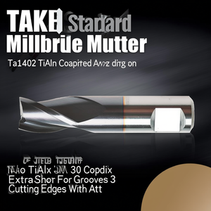 Ttake Standard Carbide Milling <b>Cutter</b> Ta1402 Nano TiAln Coated 30 Degree Helix Extra Short For Grooves 3 Cutting <b>Edges</b> With Att - Product Image 3