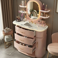 Plateau en marbre blanc de couleur personnalisée, coiffeuse en bois au design luxueux de style simple avec miroir