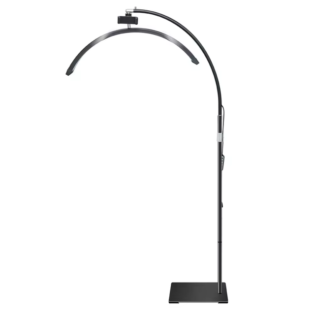 SW 24-Inch 360-Degree Rotation Salon Beauty LED Moon Light Phone Clip Retractable Floor Stand in Black Gold Colors Video USA
