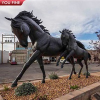 Sculpture de cheval en bronze grandeur nature YOUFINE, statue de chevalier en métal pour l'extérieur, entrée de villa et décoration de jardin