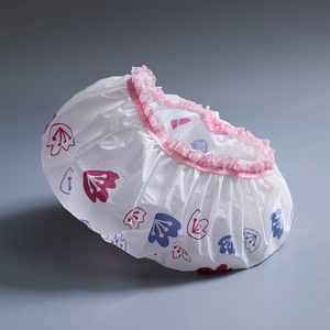 Pvc Shower Cap With Cartoon Pattern For Adults Bathing And Hair Care - Product Image 1
