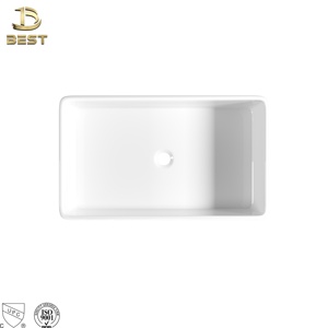 Évier de cuisine à cuvette unique de style fermier 30*18 encastré en porcelaine de forme carrée avec égouttoir - Product Image 4