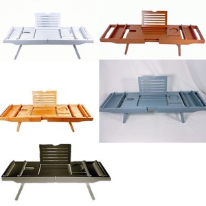 Étagère de salle de bain en bambou massif de style européen, pliable et extensible, étagère de rangement pour chambre à coucher, étagère de salle de bain multicolore avec pieds. - Product Image 5