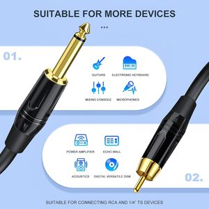 <span class=keywords><strong>Cable</strong></span> de Audio Estéreo de Alta Resistencia con Conectores TS de 2x6.35mm Chapados en Oro sobre Carcasa de Zinc a Doble <span class=keywords><strong>RCA</strong></span>, <span class=keywords><strong>Cable</strong></span> de 1/4 a <span class=keywords><strong>RCA</strong></span> - Product Image 2
