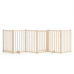 Puerta plegable para perros de madera maciza de abeto, rectangular, para interiores, estilo moderno, color marrón. - Product Image 1