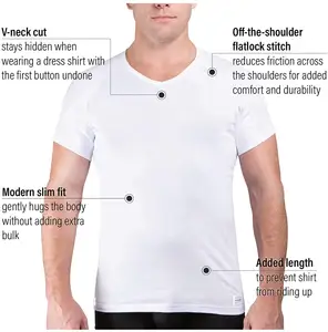 Enerup 사용자 정의 브랜드 100% COTTON 땀 방지 티셔츠 남자의 땀 방지 언더셔츠 와 언더램 패드 슬림 O-넥 T 셔츠