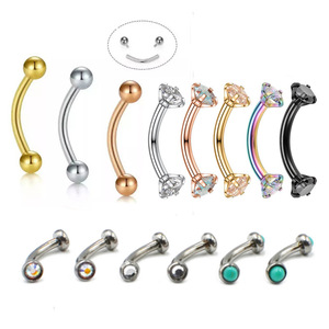 <span class=keywords><strong>Piercing</strong></span> de Acero Inoxidable 16G Roscado Externo para Cejas, <span class=keywords><strong>Piercing</strong></span> Curvo con <span class=keywords><strong>Doble</strong></span> Circón, Labret, Joyería para Labios - Product Image 6