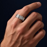 Edelstahl Gold Silberfarben Paarringe Set CZ Gitterdesign Passende Eheringe Versprechen-Schmuck