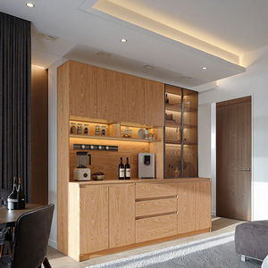 FAS Grade Chêne <span class=keywords><strong>Haut</strong></span> de Gamme Moderne Minimaliste Intégré Mural Cave À Vin Lumière De Luxe Buffet Salon - Product Image 2