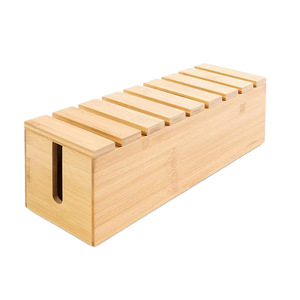 Boîte de rangement pour multiprises en bois, rectangulaire, couleur bois naturel, fixation murale, gestion des câbles, pour la maison et le bureau - Product Image 2