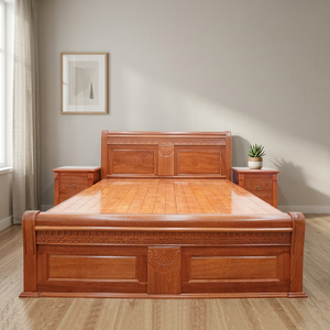 Base de Cama de Plataforma de Madera de Caoba Sólida, Estilo Americano Tradicional y Moderno Vintage, con Almacenamiento y Acabado en PU, Tamaños Doble y Queen - Product Image 2