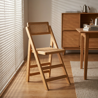 Chaise de salle à manger pliable en rotin naturel de style nordique moderne MULIGNA, en bois massif, pour restaurant, hôtel, jardin