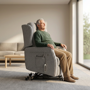 Fauteuil inclinable électrique pour personnes âgées, double moteur, appui-tête et soutien lombaire électriques, chauffage, fauteuil inclinable à gravité zéro avec roulettes - Product Image 5