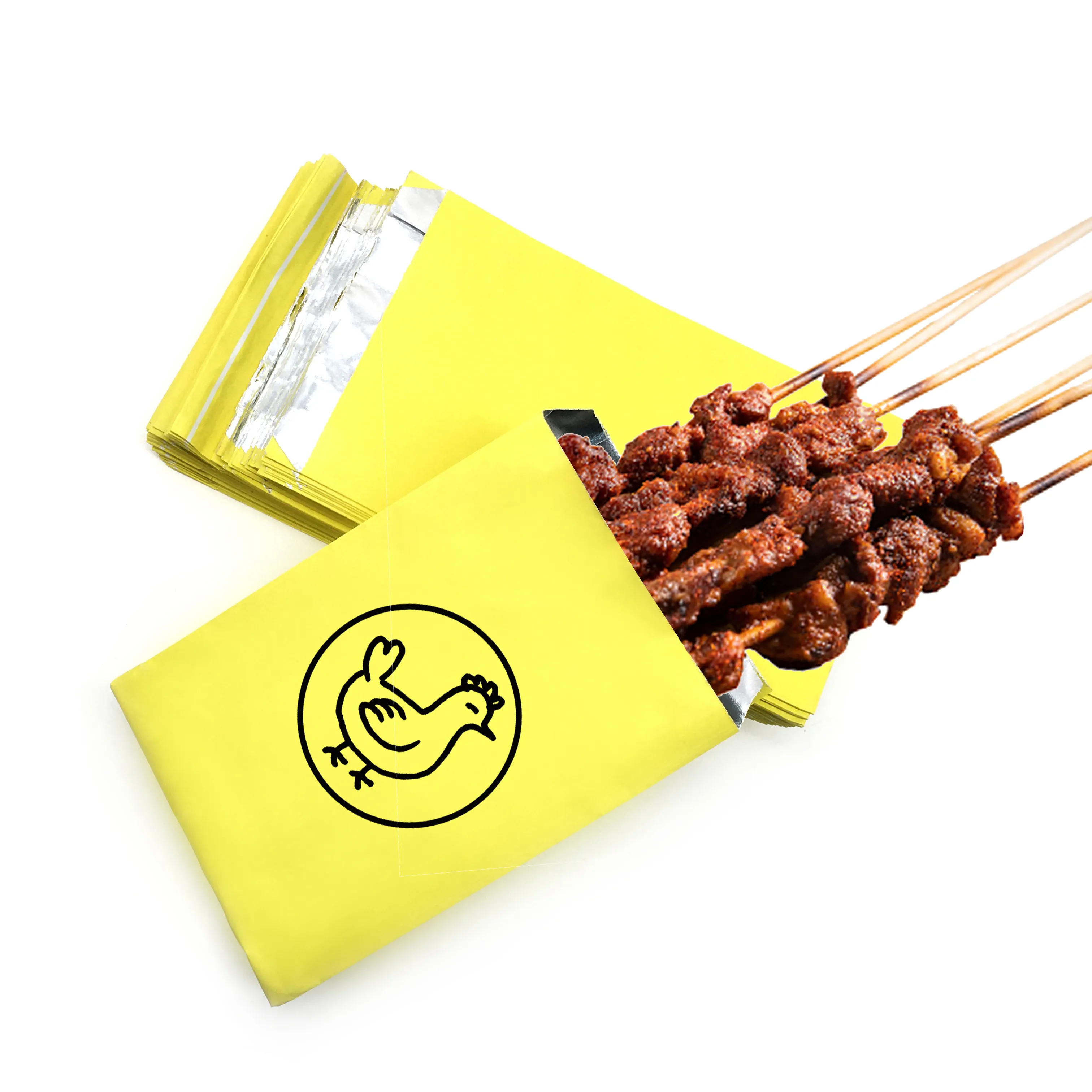 Custom Logo Afdrukken Folie Voering Franse Gebakken Gebraden Kip Burger Kebab Verpakking Fastfood Papieren Zakken