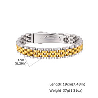 Bracelet pour homme en acier inoxydable plaqué or 18 carats PVD de haute qualité, couleur argent, style hip-hop, chaîne cubaine de 10 mm de largeur