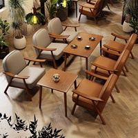 Vente en gros OEM ODM de fauteuils de restauration en bois, meubles de restaurant, ensemble de chaises de salle à manger pour salon de thé, café, avec coussin