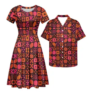 Hot Selling Polynesian Party Dress 2022 New Year's Clothes Women Casual Loose Shirt Sleeve O Neck Dresses