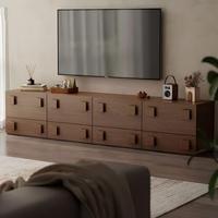 Mueble de TV de Madera Maciza de Nogal, Moderno, Minimalista, Flotante, Diseño Personalizado, Directo de Fábrica, Boceto Gratuito