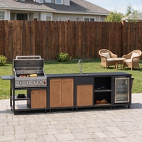 Îlot de cuisine extérieure personnalisé, durable, en acier inoxydable 304, pour patio et barbecue