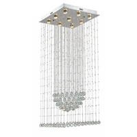 Lustre carré LED en cristal pour vente en gros transfrontalière, style moderne et minimaliste, lampe de plafond pour salon, style duplex et loft, corps argenté