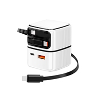 Chargeur mural rétractable 4 en 1 avec deux câbles, chargeur USB C PD 35W