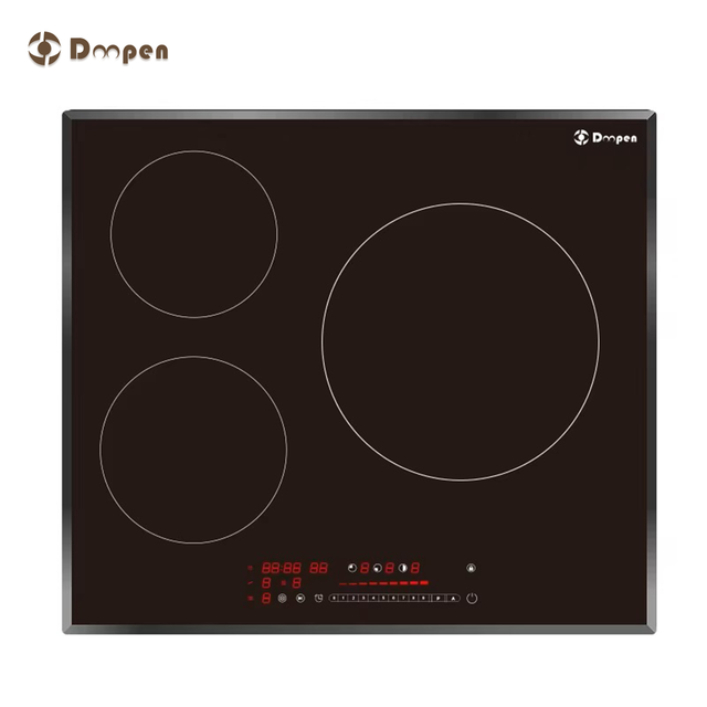 60cm 220V 3 Burners Smart Induction Cooktop with One Large Cooking Zone Drop in Type