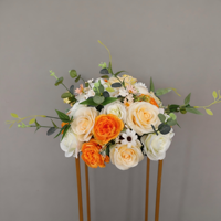 Centres de table de mariage artificiels de luxe en gros, arrangements modernes de roses pour la décoration des tables de banquets et d'événements d'hôtel